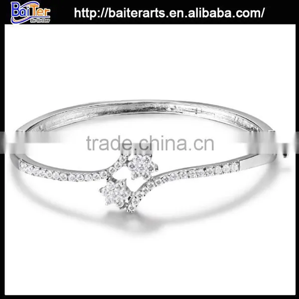 Fashion Solid 925 Sterling Silver Micro Pave Bangle Bracelet photo-2