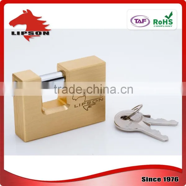 Case Hardened Shackle Resists Sawing and Filing Rectangular Brass Padlock photo-5