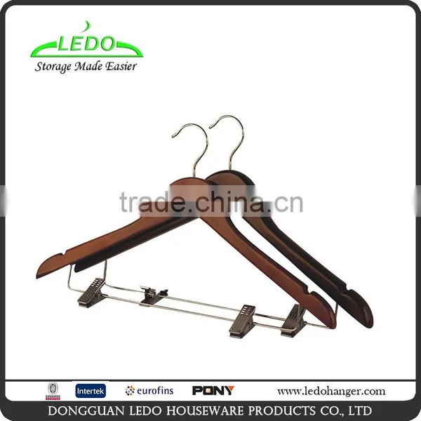 Walnut Wooden Hanger for With Pants Clips