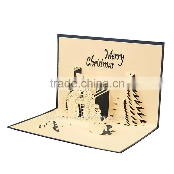 3D Handmade Greeting Card Christmas Castle Card Creative Hot Holiday Greeting Cards photo-5