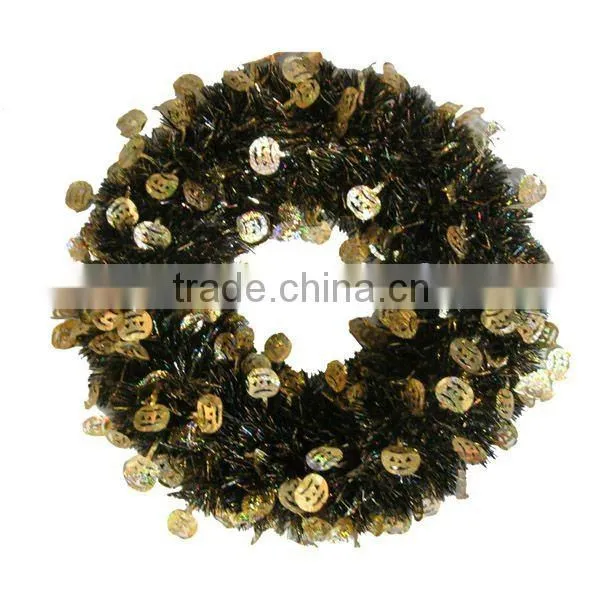 Black Halloween Pumpkin Tinsel Garland