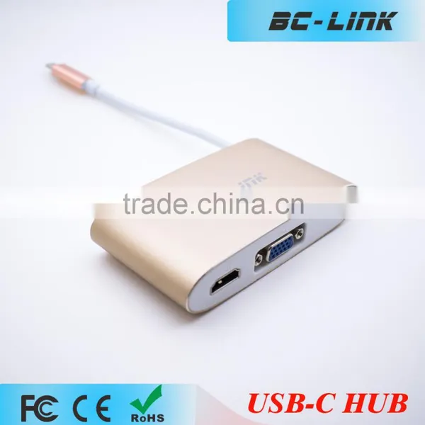 Usb Type c to Vga, Hdml and Usb c Female Charging Port+3 Usb3.0 Hub
