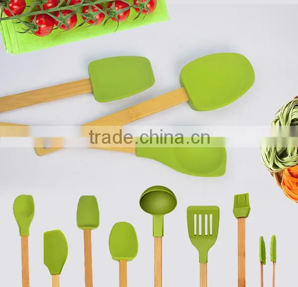 Eco-friendly Silicone Kitchen Utensils With Bamboo Handle Of Cooking Utensils photo-2