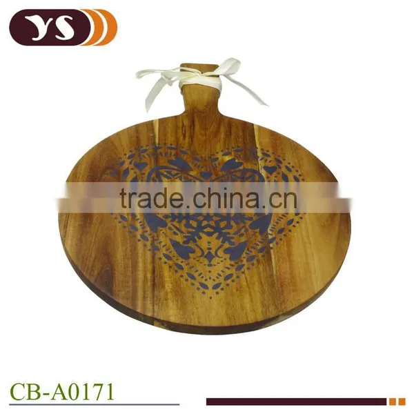 Factory Kitchen Round Wood Cutting Board With Handle photo-2