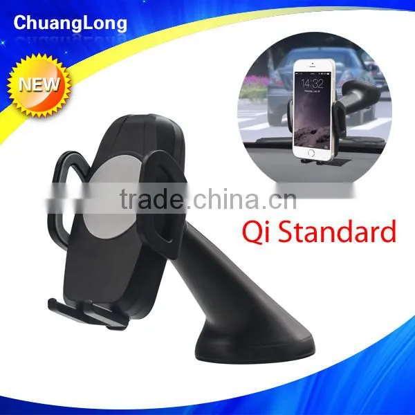 Universal One Hand Release 360 Degree Rotation Windshield Wireless qi Car Charger for 3.5-6inch Smartphone