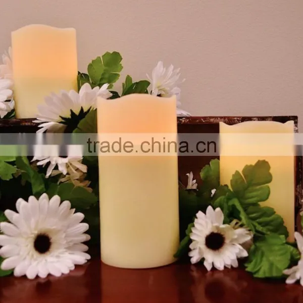 Flameless Wax Candles Yellow Flicking Paraffin Candles With Remote Control Set of 3 Led Real Wax Candles for Home Deocoration photo-5
