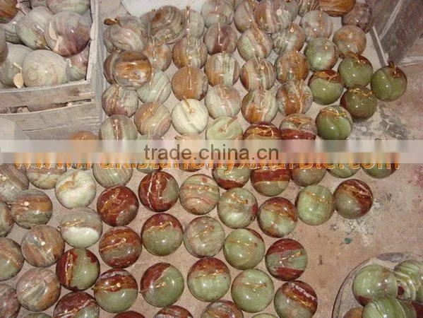 Factory Made Buy Cheap PURE Home Decoration ONYX APPLE WITH BRASS LEAF HANDICRAFTS photo-2