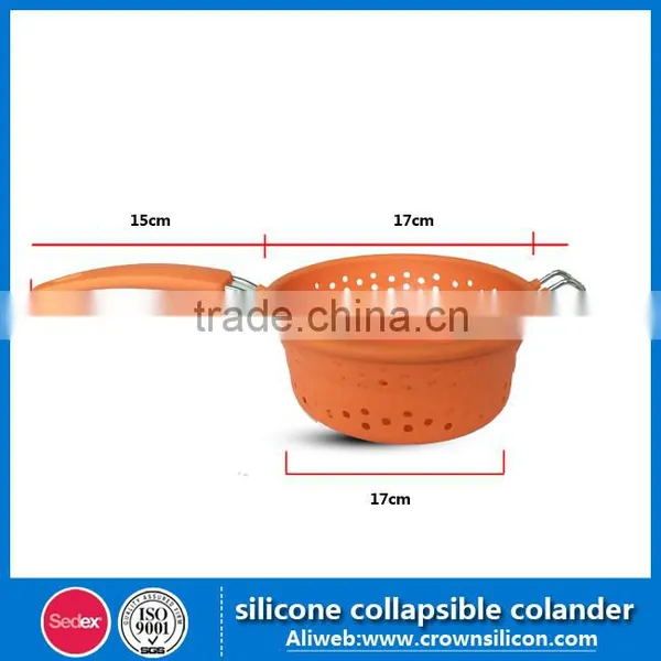 Silicone Kitchenware Collapsible Colander With Handle photo-2