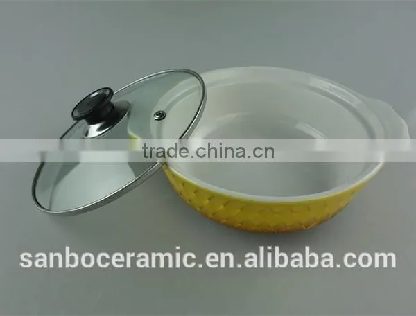Ceramic Bright Colored Pots Color Glazed With Glass Lid photo-6
