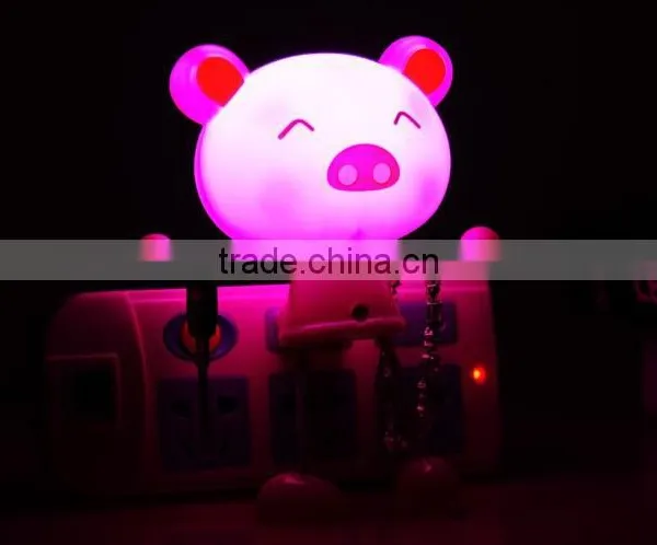 Plug Cartoon Animal Pig Led Motion Sensor Night Light photo-2