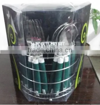 Plastic Handle 24pcs Cutlery Set in PVC Box and Low Price photo-6
