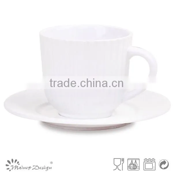 Delicate White Color Emboss Ceramic Dinner Set With Vertical Stripe Decoration photo-3