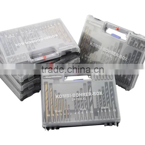 24pcs/set Drill Bits Set Impact Masonry + Wood Flat Drill + Twist Drill Bit for Metal Woodworking photo-3