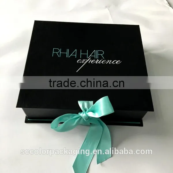 Beautiful Ribbon Gift Foldable Box Customer Design For Luxury Hair Extension Bundles photo-2
