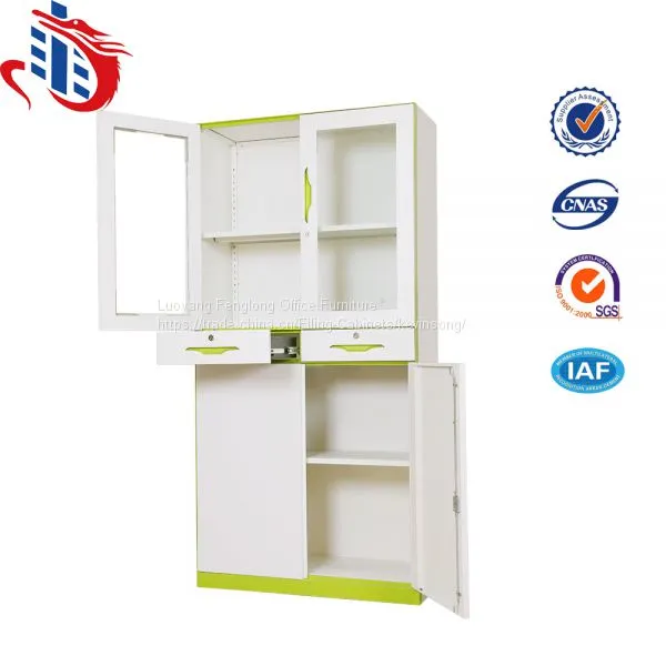 High Quality Glass Door Steel File Cabinet With Middle Drawers photo-4