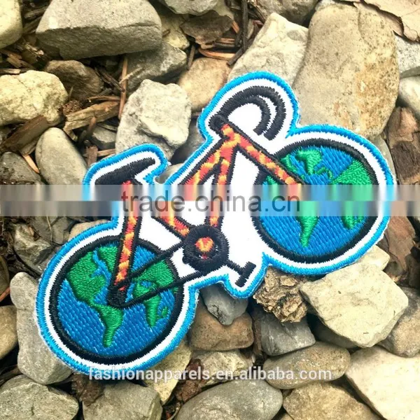 Custom High Quality Embroidered Green Bike Patch for Clothes Embroidery Patch Made in China Choose Size/color photo-2