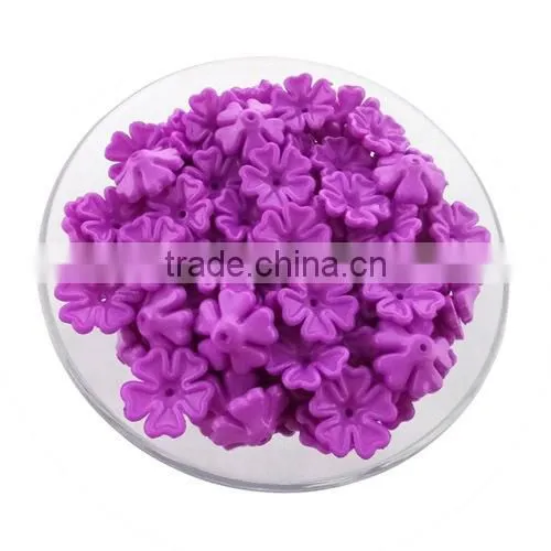 Blue Matte Flower Acrylic Beads Charm Custom Flower Plastic Beads Diy Flower Beads for Jewelry photo-3