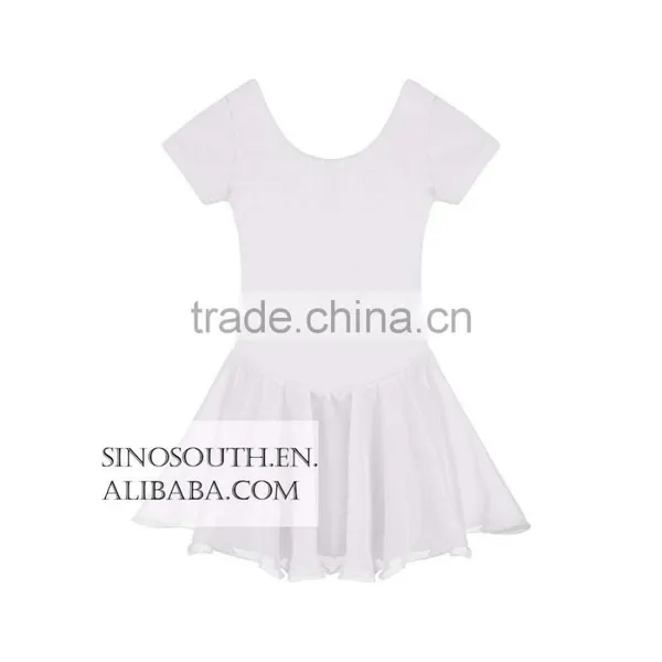 2017 New Arrival Solid Color Short Sleeve Girls Leotard Dance Leotards Dress photo-4