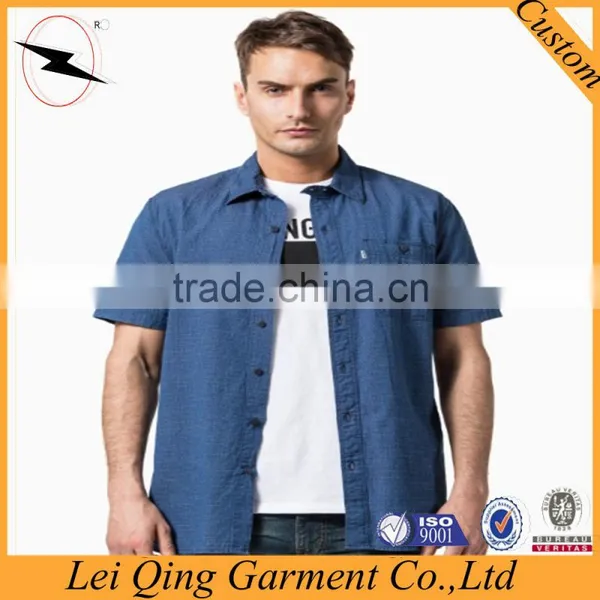 European Style Denim Blue 100% Egyptian Cotton Shirts photo-3