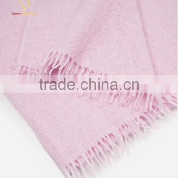 Pure Color Cashmere Silk Scarf With Fringe photo-3