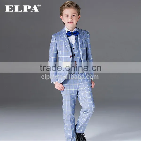 ELPA Designer Kids Clothes 3 Piece Wholesale Check Gray Boys Suits photo-2