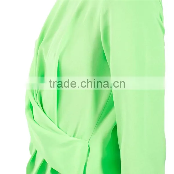 2017 OEM Girls Street Clothing Twisted Cut Fluore Green Blouse Designs photo-2