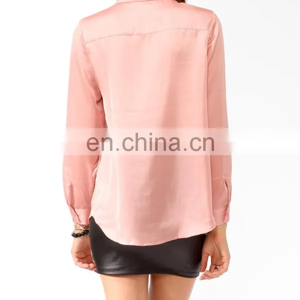 CHEFON Long Button Cuffed Sleeve Mature Satin Women Blouse 2016 for Fat photo-3
