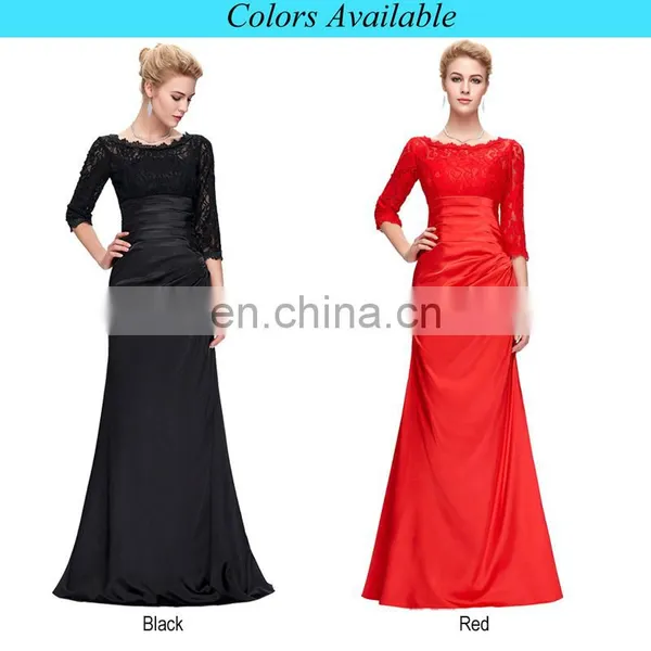 Grace Karin Elegant Long Sleeve Lace Evening Dresses Red CL4524-2 photo-6