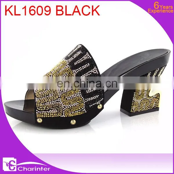 Royal Blue Italian Ladies Shoes African Slipper Ladies Paty Shoes High Heel Slipper photo-2