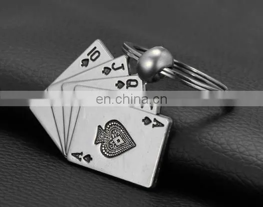 Custom Promotion Gifts Fashion Poker Shape Stainless Metal Keychain photo-2