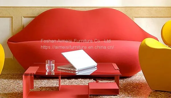 Modern Home Furniture Living Room Lip Shaped Sexy Red Lip Sofa photo-4