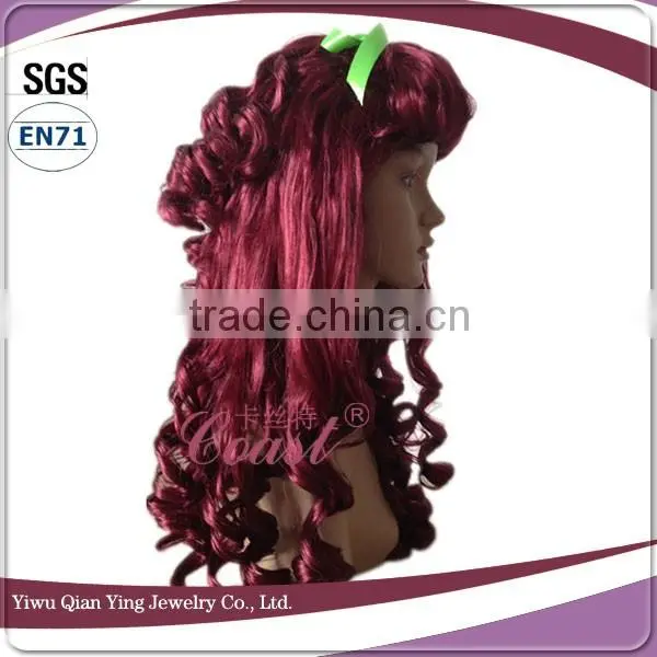 Beauty Curly Burgundy High Quality Synthetic Poison Ivy Cosplay Party Wig photo-2