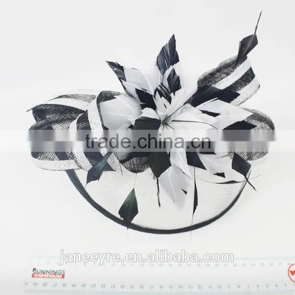 Wholesale Party/Church/Races White/Black Sinamay Base Fascinator Hat photo-6