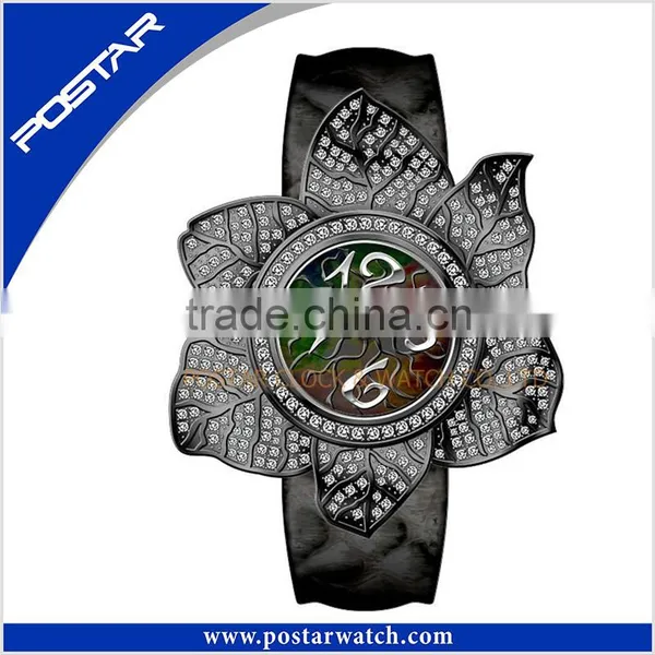 Fashion Ladies Women Flower Shape Rhinestone Jewelry Analog Quartz Wrist Watch photo-5