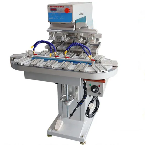 Meichao Four Colors 14 Stations Four Automatic Rotary Turntable Pad Printing Machine With Automatic Blanking System