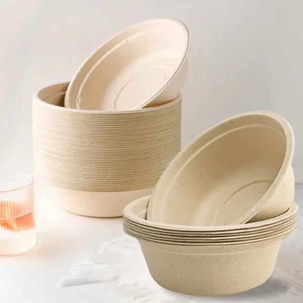 Disposable Tableware Paper Bowl Household Food-grade Round Tableware Bowl Degradable Thickened Barbecue Bowl Disposable Bowl photo-2