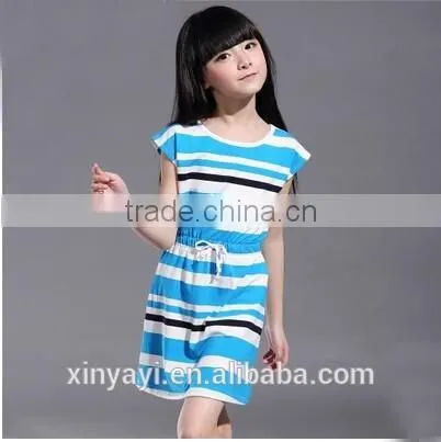 Wholesale Cotton 100% Fabric With Stripe Baby Girl Summer Dress Casual Style photo-5