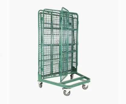 Powder Coated European Supermarket Steel Roll Container Roll Trolley for Warehouse photo-3