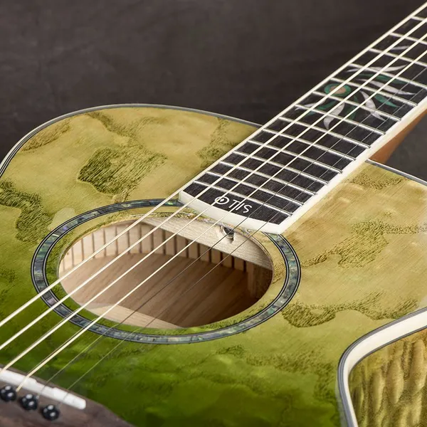 Otis D-MINI 36 Size Single Solid Top Acoustic Wood Guitar for Student AM-green photo-5