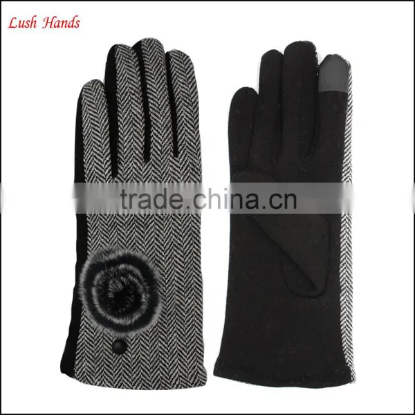 2016 Ladies Fingered Touch-screen Spandex Velvet Gloves for Wholesale photo-2