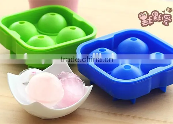 FDA&SGS 4pcs Silicone Ice Ball Mold Maker, Silicone Whiskey Ice Ball Mold Cheap Silicone Ice Ball Tray photo-6