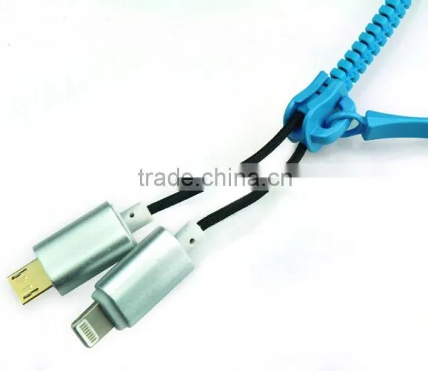 High Speed 2 in 1 Zipper USB Cable Multi USB Charging Connector Cable For Smartphone photo-5