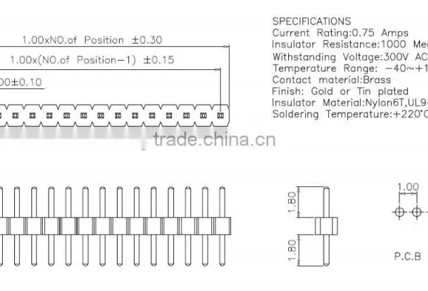 1.0mm Pitch Double Row Straight Pin Header Connector photo-2
