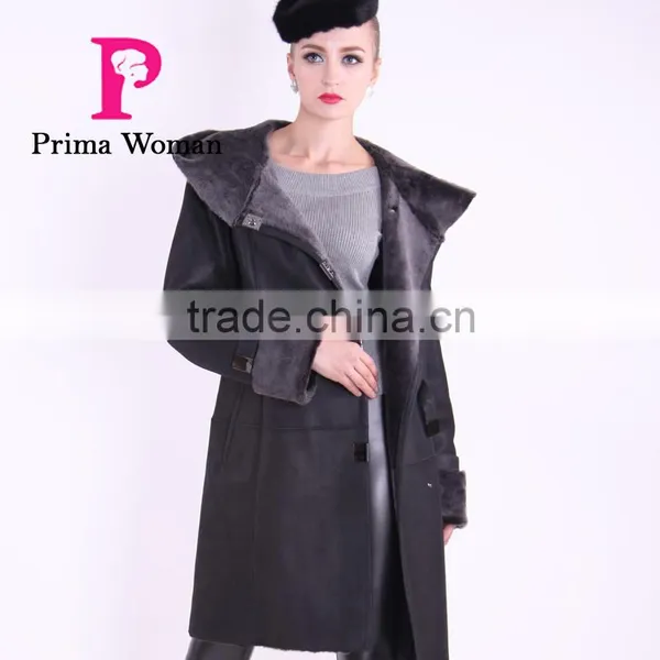 2015 Winter Medium Length Women Slim Fit Woolen Fur Coat photo-4