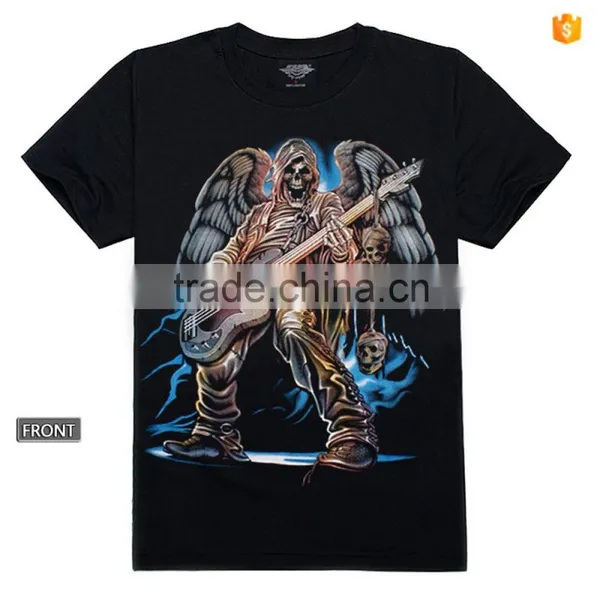 Y-100209 Music Guitar T-shirt 3d Pattern Metal Rivet sleeve Luminous