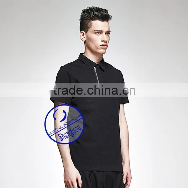 Custom Men's Blank Zipper Placket Polo Shirt photo-2