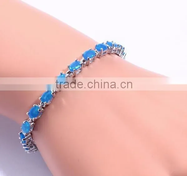 Fashion Hot Sell Women's Synthetic Fire Blue Opal Bracelet Jewelry photo-3