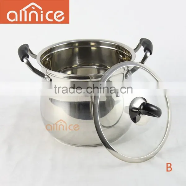 NEW Belly Shape 22cm Stainless Steel Hot Pot With Glass Lid and Bakelite Handle With Capacity 8 QT Stew Pot photo-3