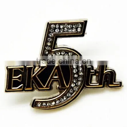 Perfect In Workmanship Anniversary Of The Company Crystal Letter Lapel Pin Manufacturers China photo-2