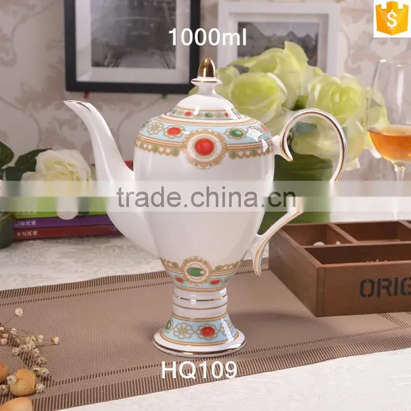 European Style Fashion Pattern With Gold-rim 1000ml Bone China Tea Pot photo-3